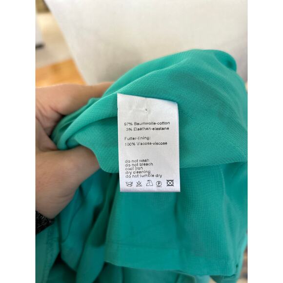 Akris Punto Turquoise Green Asymmetric Zip Fit & Flare Sheath Dress - Picture 8 of 9